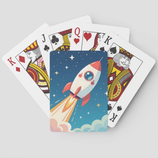 Cute space rocket blasting off pokerkaarten (Achterkant)