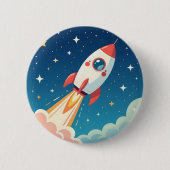 Cute space rocket blasting off ronde button 5,7 cm (Voorkant)