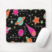 Cute Space Rocket Pattern Name Persoonlijk Muismat (Met muis)