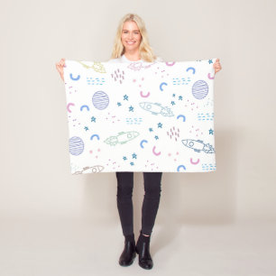 Cute Space Rockets Patroon   Fleece Blanket