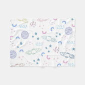 Cute Space Rockets Patroon | Fleece Blanket (Voorkant (Horizontaal))