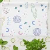 Cute Space Rockets Patroon | Keukenhanddoek (Gevouwen)
