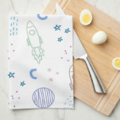 Cute Space Rockets Patroon | Keukenhanddoek (Quarter Fold)