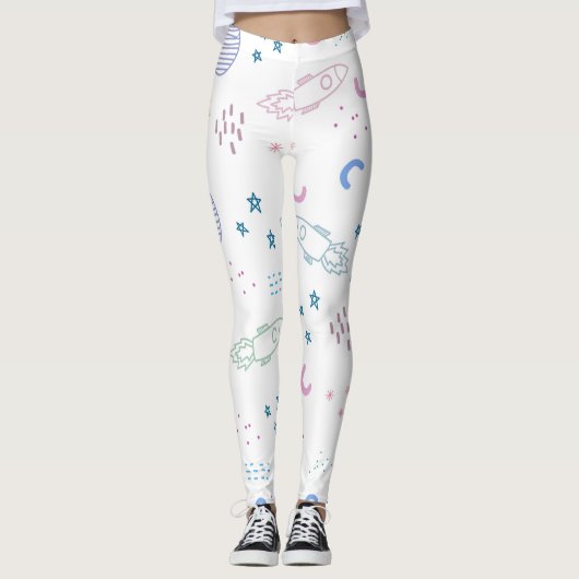 Cute Space Rockets Patroon | LEGGINGS (Voorkant)