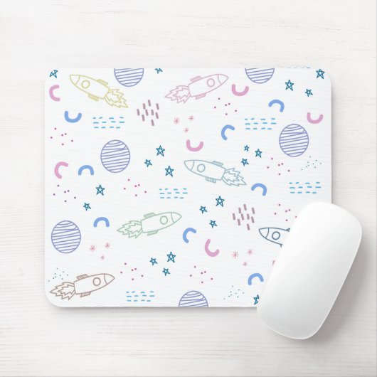 Cute Space Rockets Patroon | MUISMAT (Met muis)