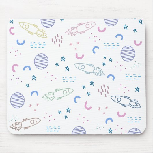Cute Space Rockets Patroon | MUISMAT (Voorkant)