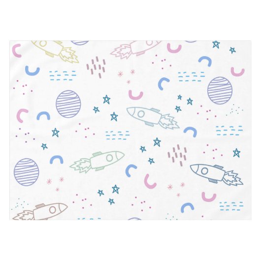 Cute Space Rockets Patroon | Tablecloth Tafelkleed (Voorkant (Horizontaal))