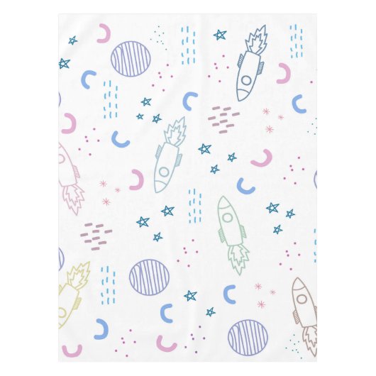 Cute Space Rockets Patroon | Tablecloth Tafelkleed (Voorkant)