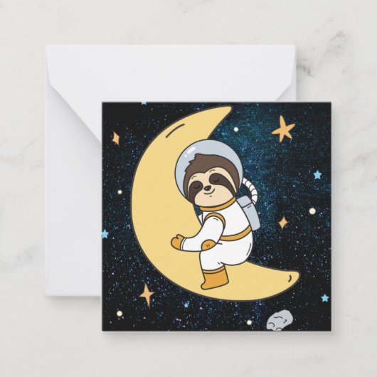 Cute Space Sloth Note Kaart Notitiekaartje (Voorkant)