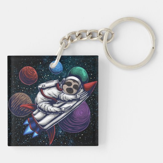 Cute Space Sloth Sleutelhanger (Achterkant)