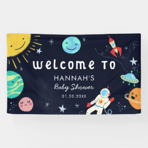 Cute Space Theme Baby shower Welcome Spandoek