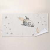 Cute Space Theme Bath Towels with Whimsical Rocket Badhanddoek (Badhanddoek)