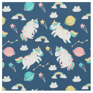 Cute Space Unicorns Fabric Stof