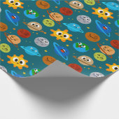 Cute Space Wrapping Paper, Suns, Earths, Moons Cadeaupapier (Hoek)