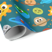 Cute Space Wrapping Paper, Suns, Earths, Moons Cadeaupapier (Rol Hoek)