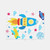 Cute Spacecraft Rocket Ships Pattern Fleece Deken (Voorkant (Horizontaal))