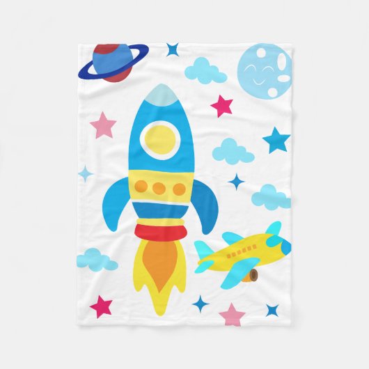 Cute Spacecraft Rocket Ships Pattern Fleece Deken (Voorkant)