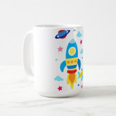 Cute Spacecraft Rocket Ships Pattern Koffiemok (Voorkant links)