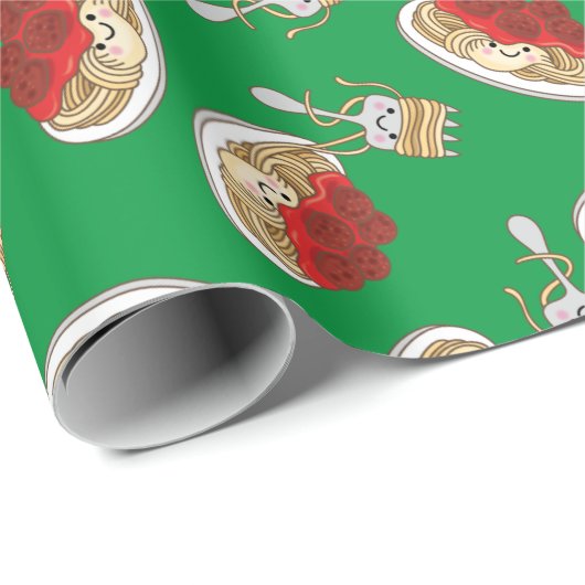 Cute Spaghetti kinderen Birthday Party Kawaii Cadeaupapier (Rol Hoek)