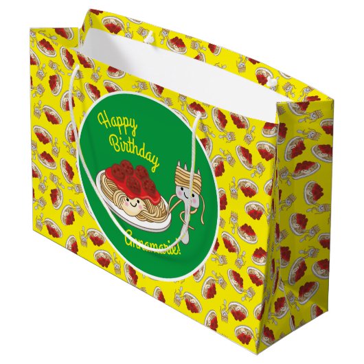Cute Spaghetti kinderen Birthday Party Kawaii Groot Cadeauzakje (Achterkant Gekanteld)
