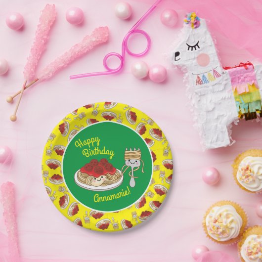 Cute Spaghetti kinderen Birthday Party Kawaii Papieren Bordje (Feest)