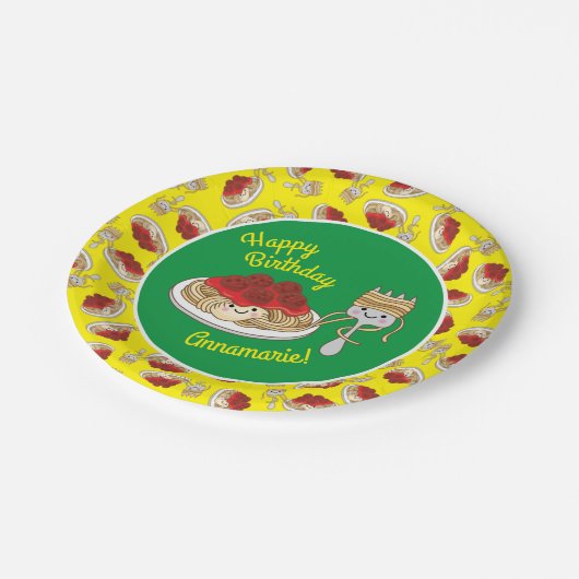 Cute Spaghetti kinderen Birthday Party Kawaii Papieren Bordje (Gekanteld)
