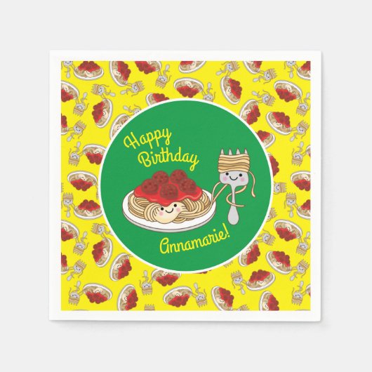 Cute Spaghetti kinderen Birthday Party Kawaii Servet (Voorkant)