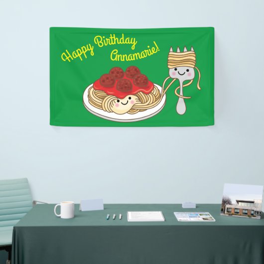 Cute Spaghetti kinderen Birthday Party Kawaii Spandoek (Beurs)