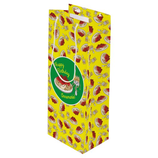 Cute Spaghetti kinderen Birthday Party Kawaii Wijn Cadeautas (Voorkant Gekanteld)
