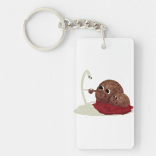 Cute Spaghetti Meeting Meatballen Sleutelhanger
