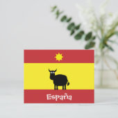 Cute Spain Bull, Flag & Smiling Sun Briefkaart (Staand voorkant)