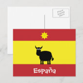 Cute Spain Bull, Flag & Smiling Sun Briefkaart (Voorkant / Achterkant)