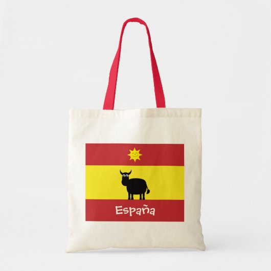Cute Spain Bull, Flag & Smiling Sun Tote Bag (Voorkant)