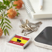 Cute Spain Bull, Sun & Flag Sleutelhanger (Zijkant)