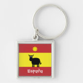 Cute Spain Bull, Sun & Flag Sleutelhanger (Voorkant)