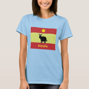 Cute Spain Bull, Sun & Flag T-shirt