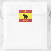 Cute Spain Bull, Sun & Flag Vierkante Sticker (Tas)