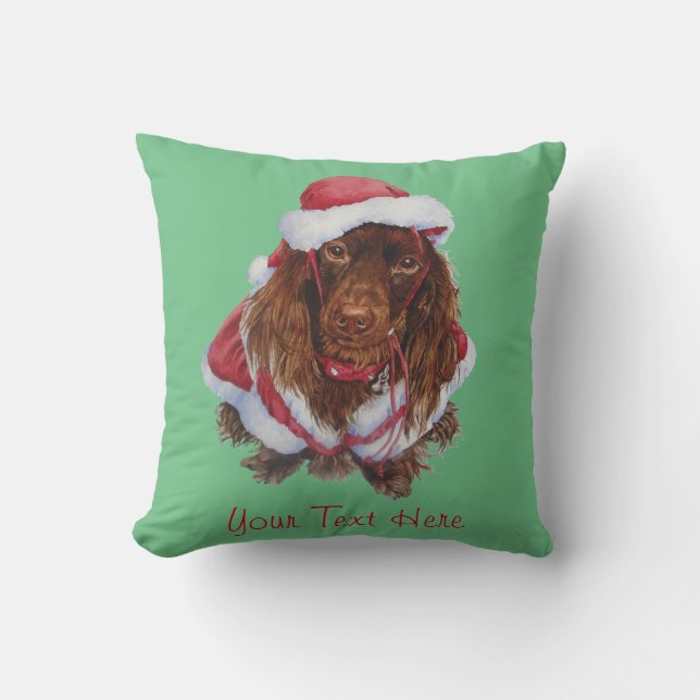 Cute spaniel dog, gekleed voor kerstmis kussen (Voorkant)