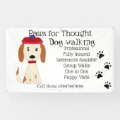 Cute Spaniel Dog Walking Grooming Business Spandoek (Horizontaal)