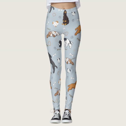 Cute Spaniels patroon Leggings (Voorkant)