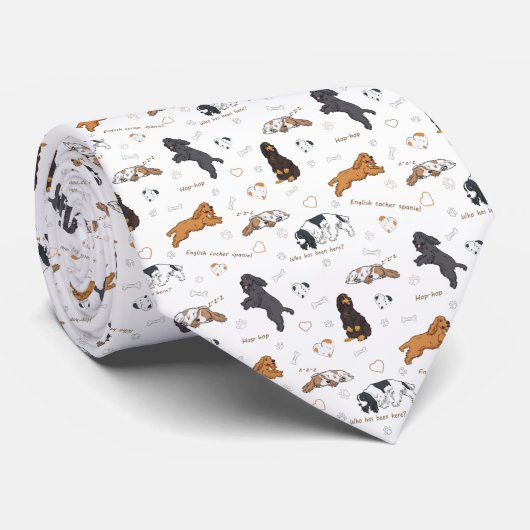 Cute Spaniels patroon Stropdas (Opgerold)