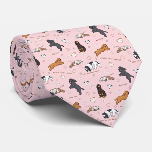 Cute Spaniels patroon Stropdas (Opgerold)