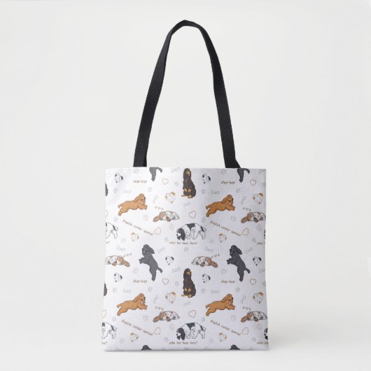 Cute Spaniels patroon Tote Bag (Voorkant)