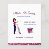 Cute Sparkle Cartoon Maid Cleaning Services Flyer (Voorkant)