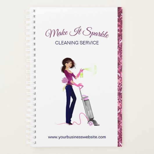 Cute Sparkle Cartoon Maid Cleaning Services Planner (Voorkant)
