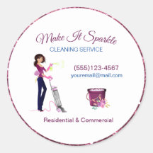 Cute Sparkle Cartoon Maid Cleaning Services