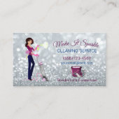 Cute Sparkle Cartoon Maid Cleaning Services Visitekaartje (Voorkant)
