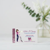 Cute Sparkle Cartoon Maid Cleaning Services Visitekaartje (Staand voorkant)