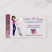 Cute Sparkle Cartoon Maid Cleaning Services Visitekaartje (Voorkant)