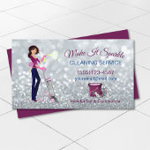 Cute Sparkle Cartoon Maid Cleaning Services Visitekaartje